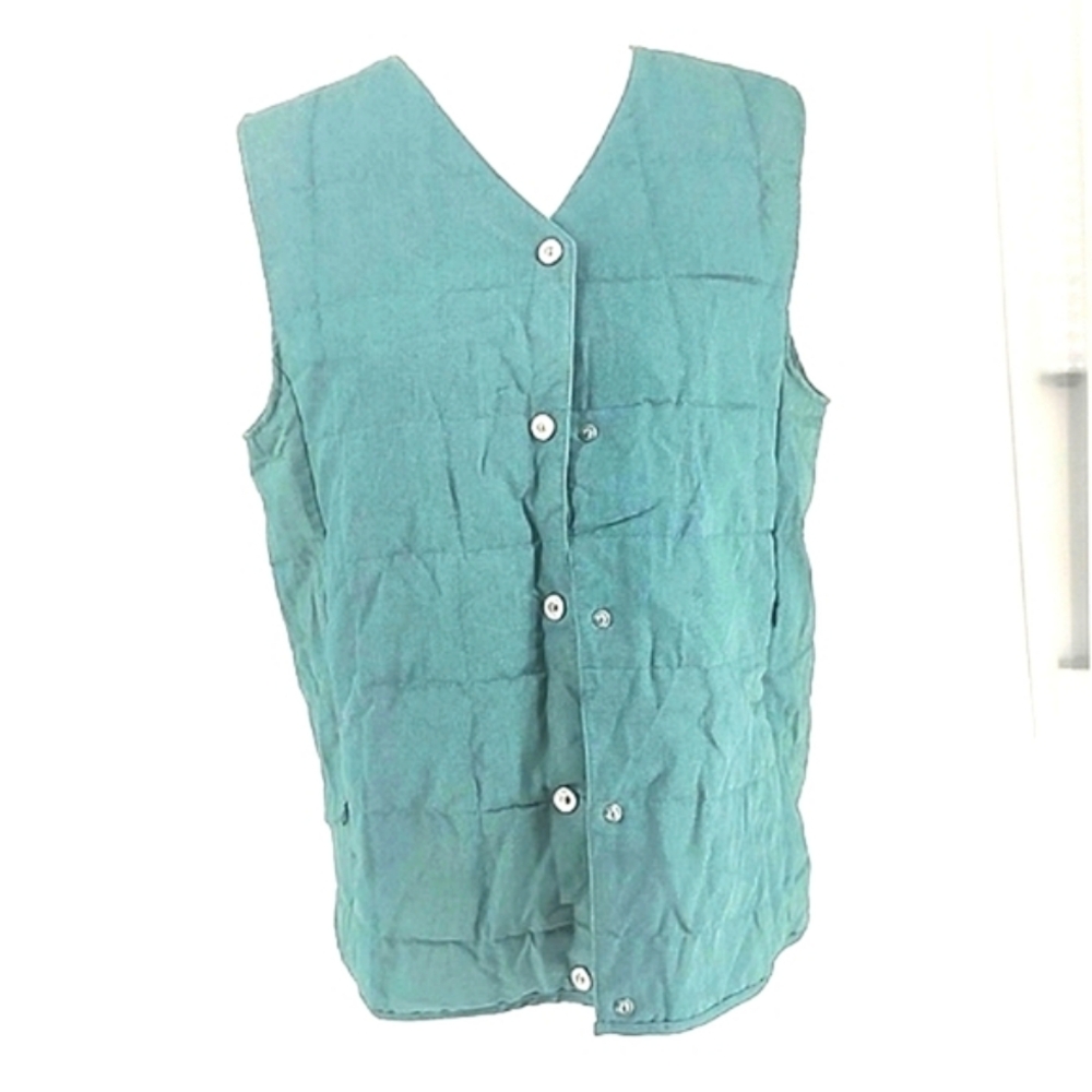 Taion Blue Denim Quilted Vest Size M